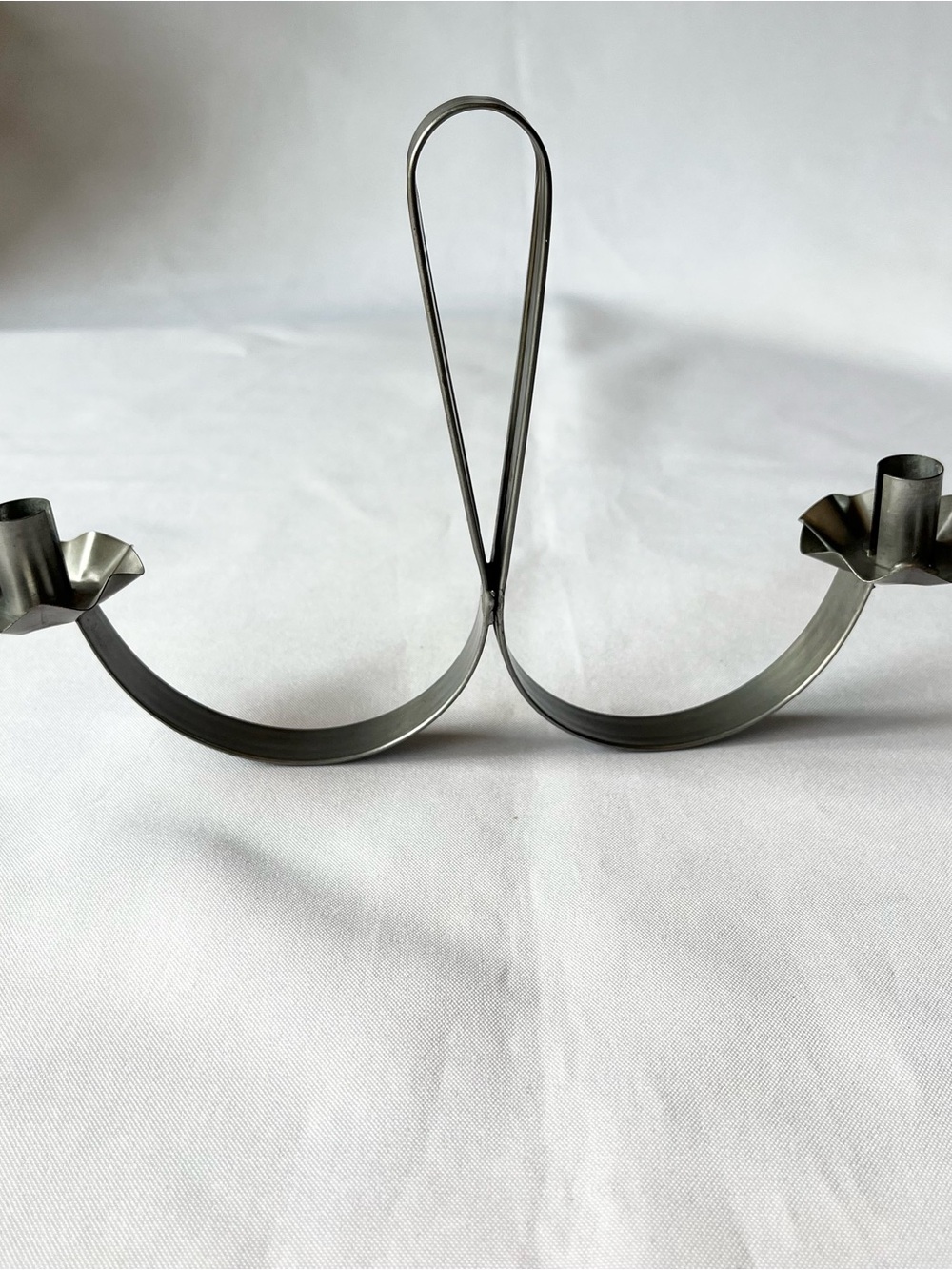Vintage Metal/Tin Taper Candle Holder With Scallop Edge